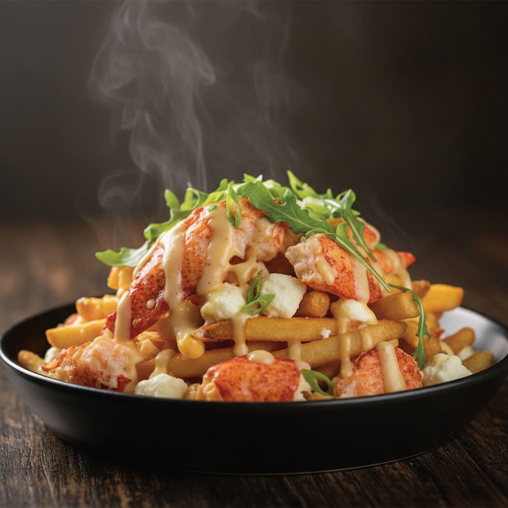 Poutine au homard, sauce au beurre blanc
