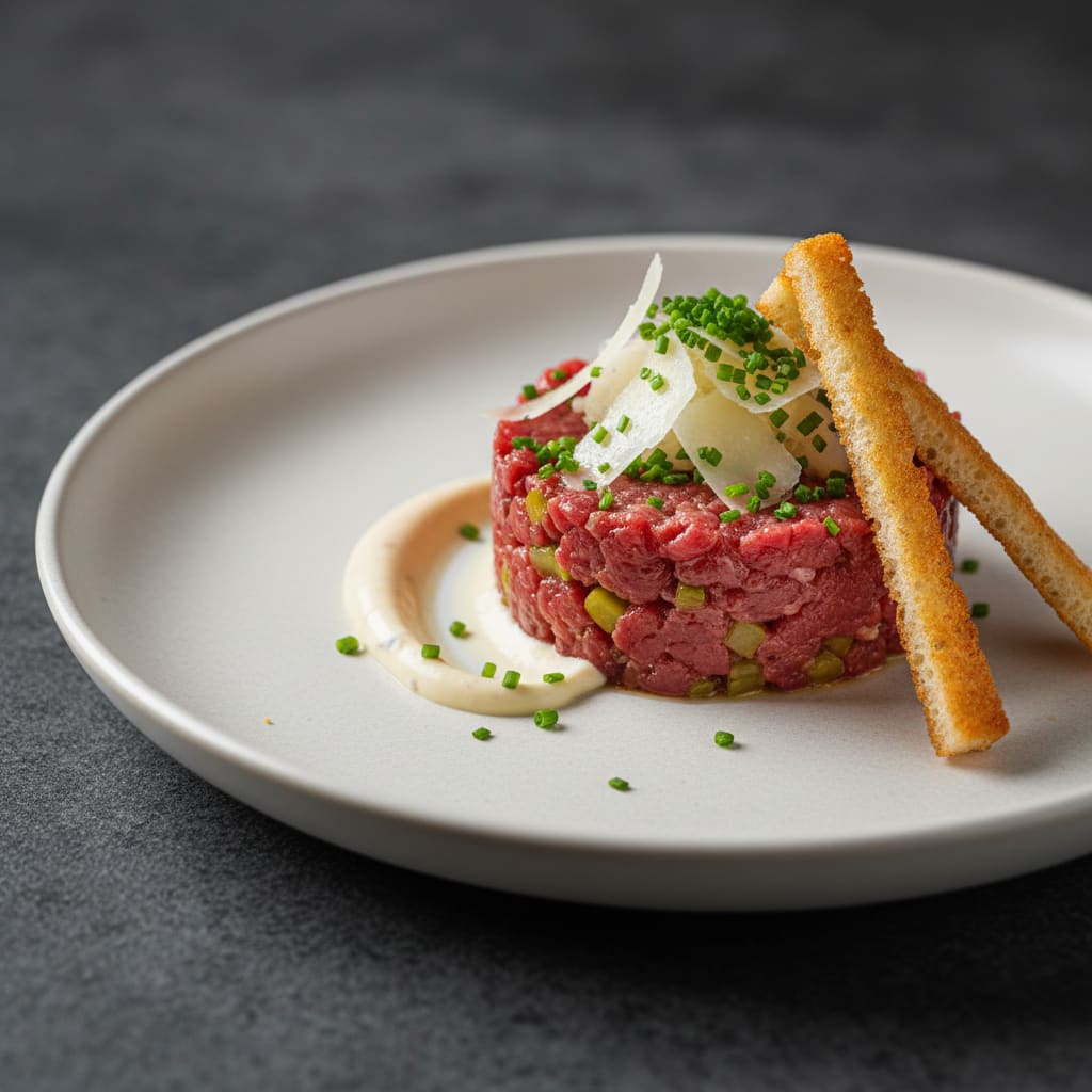 Tartare de bœuf classique Opia, parmesan et mayo épicée